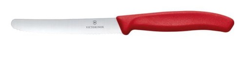 Victorinox Swiss Classic Nóż uniwersalny, zaokrąglony czubek, ząbkowany, 11 cm, czerwony