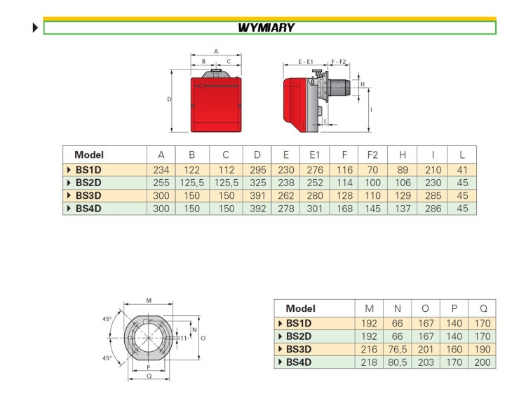 Palnik RIELLO BS3 D WYMIARY